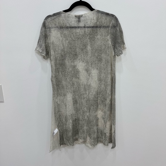 NWT Eileen Fisher Printed Sheer Hemp Tunic XS grey natural bone color - Picture 5 of 7